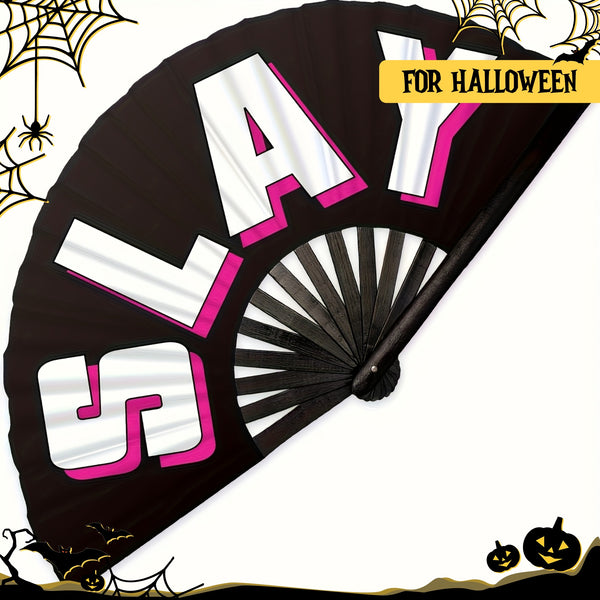 SoJourner Bags Rave Fan - Large Folding Fan - Clack Fan Hand Fan for Raves, Halloween, Burlesque, Rainbow Outfits for Women & Festival Accessories