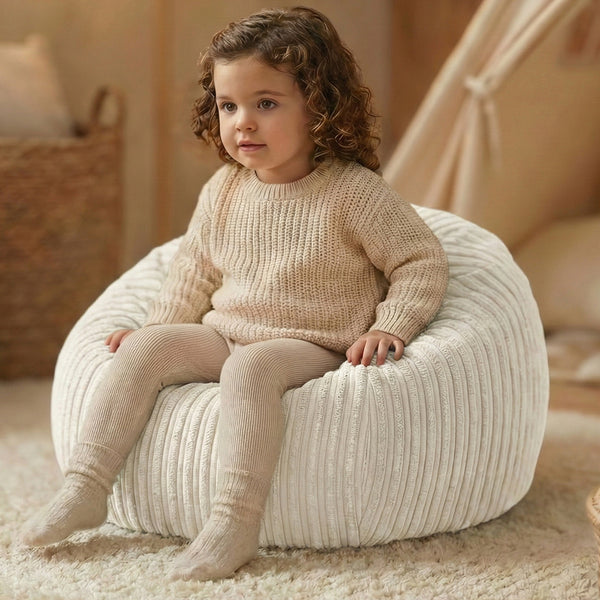 Corduroy Kids Bean Bag Chair with Filling Included - Lightweight Comfortable Beanbag Seat - Machine Washable Childrens Beanbag Furniture for Girls & Boys - 67 x 52cm