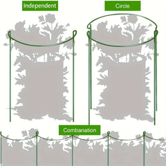 HiGift 8pcs Plant Support Stakes, Semi-Circular Metal Garden Cultivation Trellis for Indoor Peony Cages and Supports, Tomato and Hydrangea Outdoor Green Plant Support Rings, Width 25.4cm X Height 40.96cm