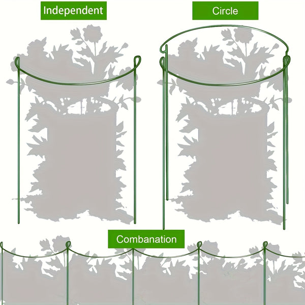 HiGift 8pcs Plant Support Stakes, Semi-Circular Metal Garden Cultivation Trellis for Indoor Peony Cages and Supports, Tomato and Hydrangea Outdoor Green Plant Support Rings, Width 25.4cm X Height 40.96cm