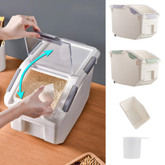 10KG Dog Food Storage Container with Scoop, Large Airtight Pet Dog Food Bin, Dog Cat Dry Food Bin, Rice Storage Container, Grey/Green