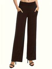 Tooluck Ladies' casual elastic waist straight trousers