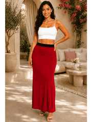 Women'S Full Length Maxi Skirt – High Waist Stretch Long Skirt | Soft Lightweight Casual Skirt | Modest Everyday Wear | Elastic Waist Maxi Skirt for Women