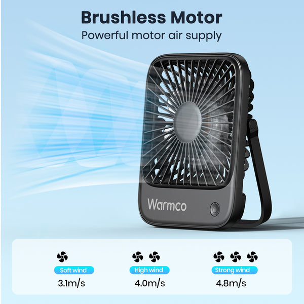 Warmco Quiet Mini USB Desk Fan - USB-Powered Portable Cooling Fan with Strong Wind, 3-Speed Adjustable Speeds & 180° Rotation, Compact Suitable for Home Office Desk, USB-Powered for PC, Laptop, Bedside, Small Room Cooling Device