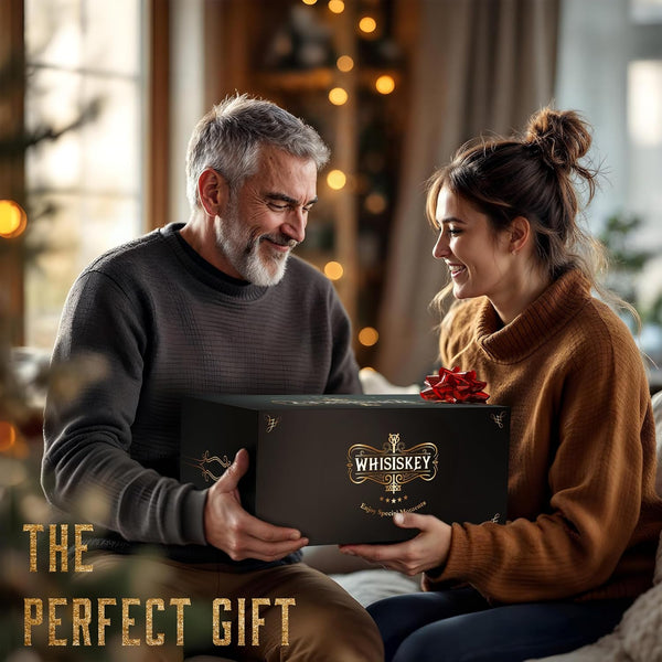 Whisiskey - Whiskey Glass Set - Gift Sets for Men - Whisky Glass Birthday Gifts for Men - Rum Tumblers - Mens Gifts - Whisky Set with 2 Glasses, 8 Whiskey Stones, Accessories