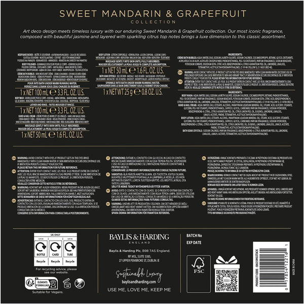 Baylis & Harding Sweet Mandarin & Grapefruit Luxury Pamper Present Gift Set (Pack of 1) - Vegan Friendly