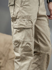 Men's Casual Cargo Pants, Multi-pocket, All-season American Street Style Loose Straight-leg Pants,  Blend, Machine Washable, Suitable for Casual Wear, Practical Workwear, Leisure Cargo Design, for Daily Outings and Travel
