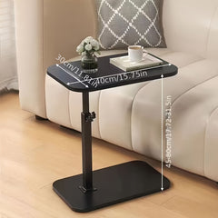 Height-Adjustable Wooden Table with Metal Structure - Contemporary Minimalist Side Table for Sofas, Transformable Coffee Table, Versatile Laptop Desk for Use in Living Rooms, Bedrooms, And Offices