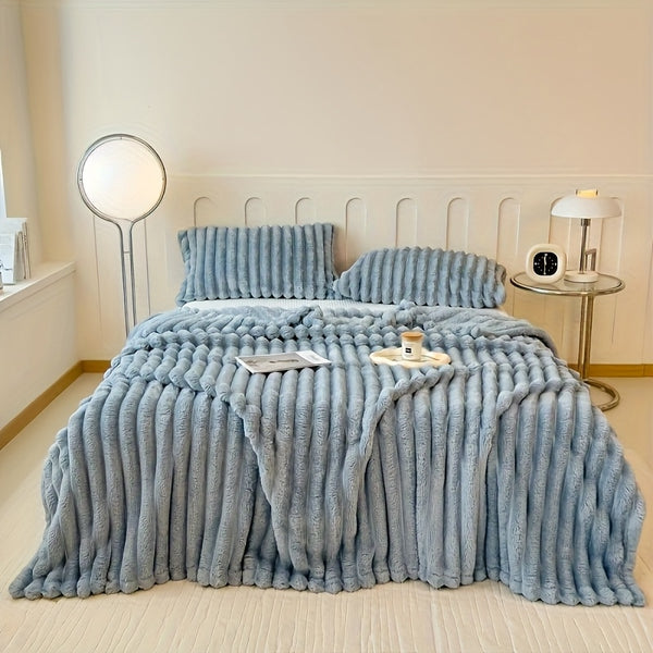 1pc Thickened Blanket Soft And Comfortable Faux Rabbit Hair Reversible Blanket Thermal Fleece Blanket Nap Blanket Air Conditioning Blanket Office Outdoor Camping Gift Blanket Perfect For All Seasons