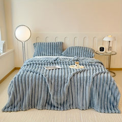 1pc Thickened Blanket Soft And Comfortable Faux Rabbit Hair Reversible Blanket Thermal Fleece Blanket Nap Blanket Air Conditioning Blanket Office Outdoor Camping Gift Blanket Perfect For All Seasons