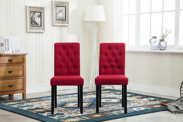 mcc direct Set of 2 Lined Fabric Dining Chairs With Solid Wooden Legs For Home & Commercial Restaurants