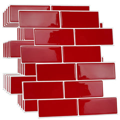 WALPLUS 6 Pcs 3D Tile Stickers Peel and Stick Backsplash Splashback Decals Tile Transfer for Kitchen Bathroom Living Room Stick on Tile Waterproof Glossy 30.5 x 30.5cm (12