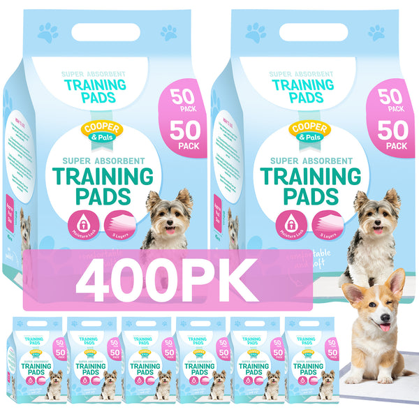 400 Pack Puppy Training Pads 45x60cm | Super Absorbent Leak-Proof Dog Pee Pads | Odor Control & Moisture Lock Layers | Disposable Indoor Pet Training Pads for Puppies & Small Dogs