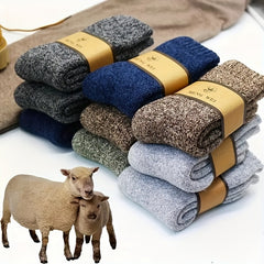 Men's Thick Warm Socks, 5 Pairs, Daily Solid Color Knee-High Winter Men’s Socks, Thermal Insulated Cold Weather Boot Socks, Classic Soft Material Hand-Wash Only for Shoes and Fashion