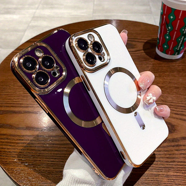 Luxury Magnetic Plating Frame Phone Case for Iphone 15 Pro Max, Compatible with Iphone Models 11, 12, 13, 14, 15, And 16 Plus, Designed to Protect The Lens.