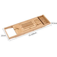 Multi-purpose Bathtub Tray, Expandable Bathtub Stand, Bamboo Wood, Multi-compartment Card Slot, Flat Towel Toiletries Shelf, for Home Hotel, Natural Color, 75-109x23x4.5cm