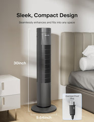 Pelonis 30-Inch Advanced Bladeless Tower Fan with Remote Control, 3 Adjustable Speeds, Ultra-Quiet Cooling, 7-Hour Programmable Timer - Perfect for Home, Office, and Bedroom Comfort