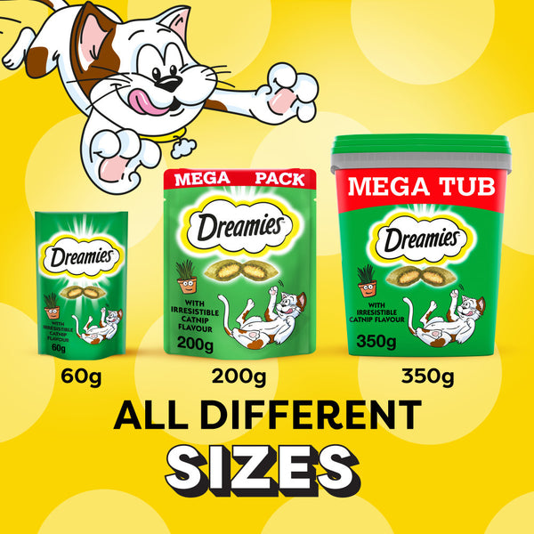 4 x 350g Dreamies Catnip Cat Treats Mega Tubs Cat Biscuits (1.4kg)