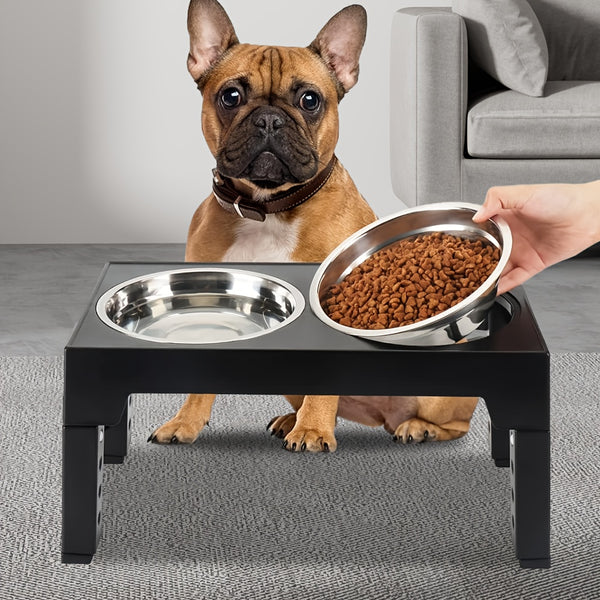 1 Set of Lifting Dog Bowl Pet Feeding Station Stainless Steel Double Bowl Pet Feeding Rack with Foldable Legs, Single Bowl Capacity of 1.1L, Five-Gear Height Adjustable, And The Highest Lifting Height Can Be Adjusted to 31Cm30.99 cm, Which Is Suitable for