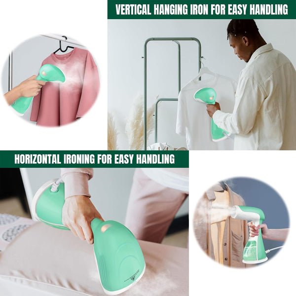 Handheld Clothes Steamer, Portable Garment Steamer Clothing for Home Office Travel, 30s Fast Heat-up Powerful steam Iron with 300ML Large Water Tank, Mini Compact Fabric Wrinkle Remover