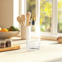 2pcs Olive Oil Dispenser Bottle for Kitchen, Glass Oil and Vinegar Dispenser Set, Coffee Syrup Dispenser, Kitchen Cooking Tools, 350ml/ 500ml, Silver/ Gold