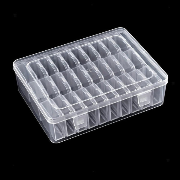 30 Compartment Clear Plastic Jewelry Organizer Case, Transparent Earring Storage Box with Removable Dividers, Compact Design for Travel and Vanity Display