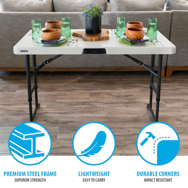Lifetime 4Ft Adjustable Height Nesting Commercial Grade Table