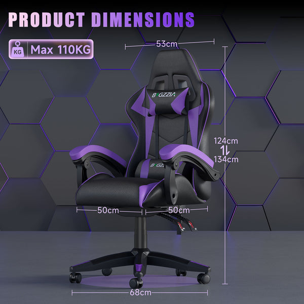 GartistGo Ergonomic Gaming Chair - Gamer Chairs with Lumbar Cushion + Headrest, Height-Adjustable Office & Computer Chair for Adults, Girls, Boys (Without footrest)