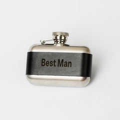 Fred Bennett Stainless Steel Black Leather 3Oz Hip Flask, Personalisation Available