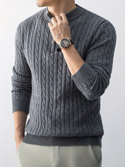 Christmas Gift for Men, New Twist Zipper Collar Pullover Sweater, Autumn And Winter Style, with Velvet, Thickened, Warm And Cold-Resistant, Can Be Worn Inside Or Outside, Casual And Versatile Essential, Knit