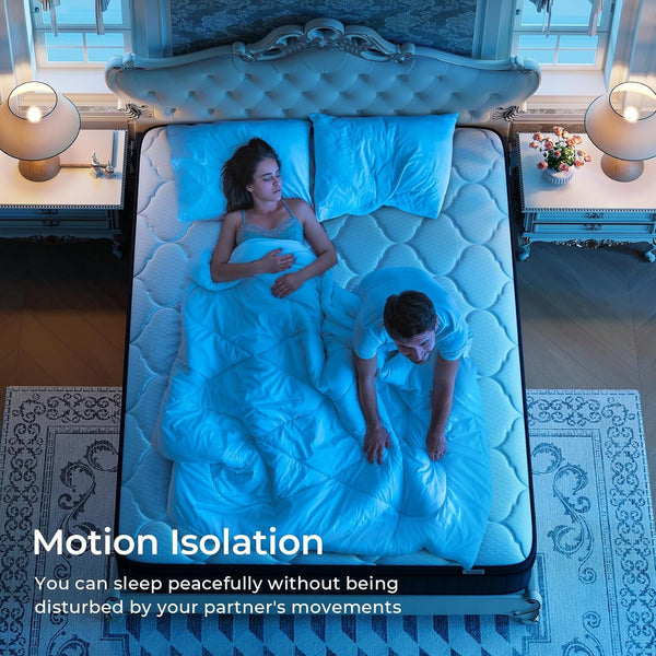 10-Inch Hybrid Pocket Spring Mattress Designed for Pressure Relief And Motion Isolation, Medium-Firm, Delivered in a Box.