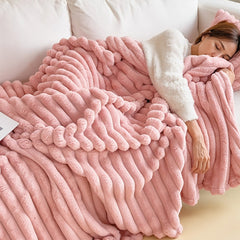 Luxurious Faux Rabbit Fur Throw Blanket - Ultra-Soft & Warm All-Season Luxury Blanket, Double-Sided Plush Fur for Couch, Bed, Travel, Office - Machine Washable, Elegant Home Decor Gift for Valentine'S Day, Housewarming, Birthday