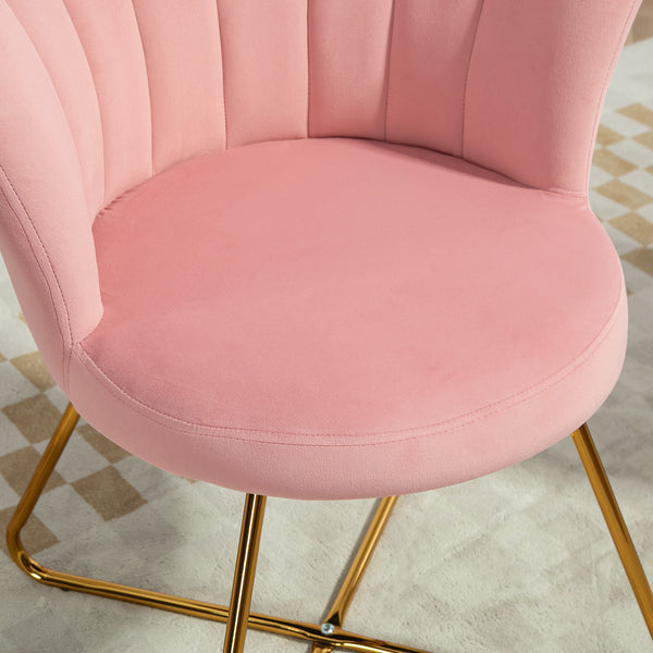 Modern Armchair, Velvet Tufted Accent Chair with Lotus Backrest, Occasional Chair with Steel Legs for Living Room, Bedroom