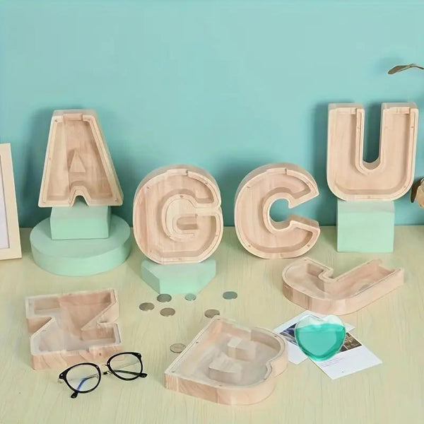 1 unique wooden letter jar - 26 creative A-Z letter storage containers, transparent design, birthday gift idea, home decoration, best friend gift, and functional holiday present.