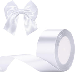 G2PLUS White Stain Ribbons - 22M Thick Fabric Gift Wrap Ribbons for Crafting, Wedding & Valentine'S Day Decoration