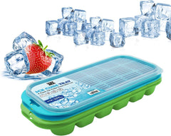 4 x Set of Ice Cube Tray with Lid Jelly Maker Ice Cube Tray | Non-Spill Stackable Lids - Ice Mould Dishwasher Safe BPA Free- 25.5cm Long, 11.5cm Wide, and 3cm deep
