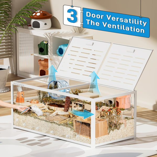BUCATSTATE Hamster Cage 3.0: 100/120cm(Only 120cm Free 20L Paper Bedding) Spacious Stackable Metal Cage for Dwarf And Syrian Hamsters, Gerbils, And Mice Easy Top Access And Quick Assembly, Hamster Accessories