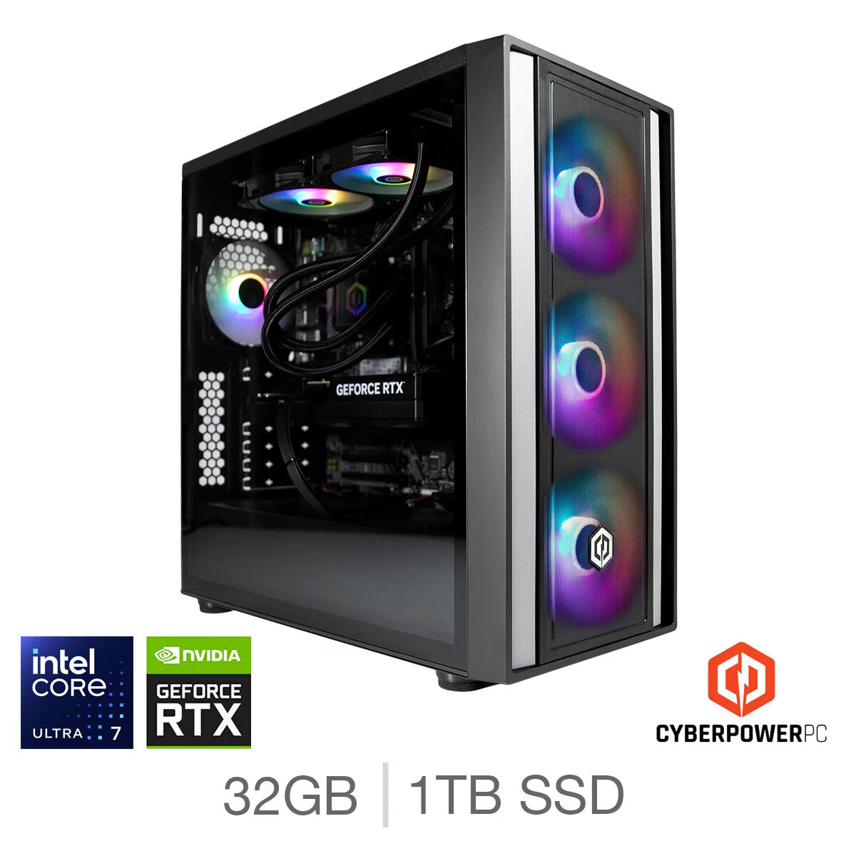 Cyberpower, Intel Core Ultra 7, 32GB RAM, 1TB SSD, NVIDIA Geforce RTX 5070 Ti, Gaming Desktop PC