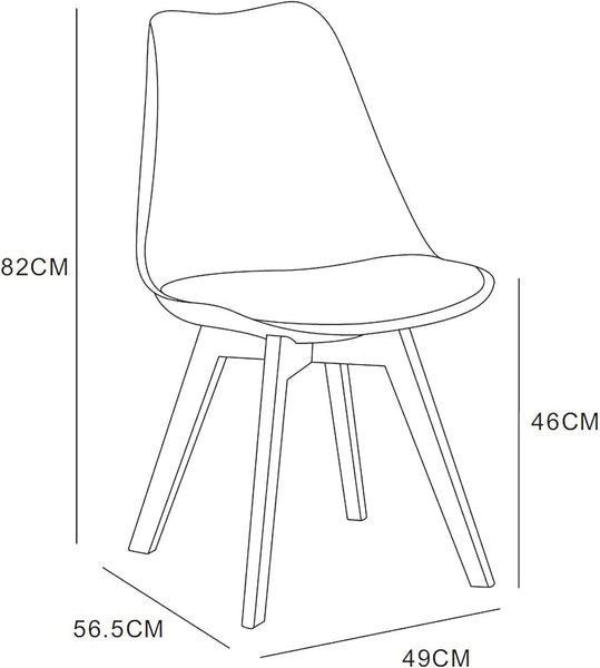 mcc direct 1Pcs Dining Chair Wooden Legs Soft Cushion Pad Stylish DELUXE Retro Lounge Dining Office EVA