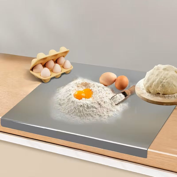 1 Oversized Extra-thick Stainless Steel Cutting Board, Modern Minimalist Style with a Silvery Rectangular Curved Design, Easy to Clean, Suitable for Industrial Science/kitchen Cooking/home/outdoor Camping, Kitchen Utensils, Lab Mats, Handmade Mats
