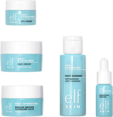E.L.F. SKIN Hydrated Ever after Skincare Mini Kit, Cleanser, Makeup Remover, Moisturiser & Eye Cream for Hydrating Skin, Airplane-Friendly Sizes