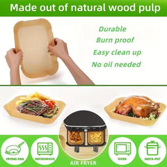 52/102/202pcs Pre-Cut Air Fryer Liners - 22x14cm, Suitable for Dual Basket Fryers, Heat-Resistant Disposable Rectangle Sheets, Bulk Value Pack for Home and Commercial Use, Air Fryer Accessories, Easy-Clean Pads, Durable Kitchenware.