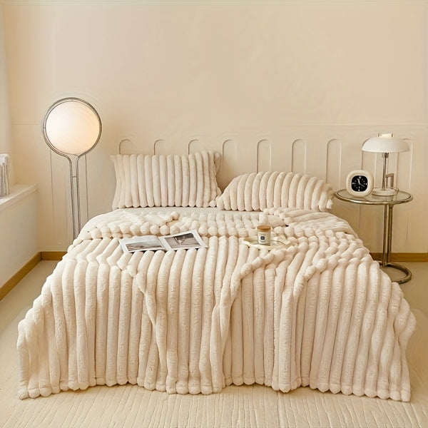 1pc Thickened Blanket Soft And Comfortable Faux Rabbit Hair Reversible Blanket Thermal Fleece Blanket Nap Blanket Air Conditioning Blanket Office Outdoor Camping Gift Blanket Perfect For All Seasons