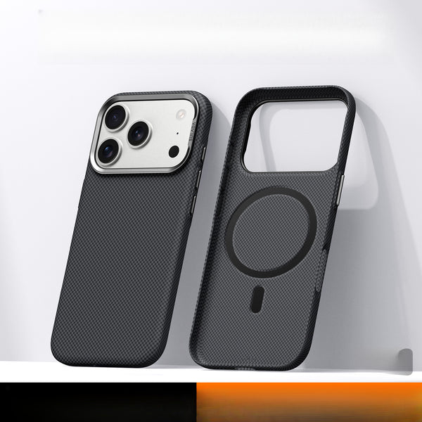 Phone Case: New Magnetic Ultra-thin Kevlar Phone Case Compatible with iPhone 17 Pro Max Fine Grid Pattern Anti-drop Lens Protection Protective Cover