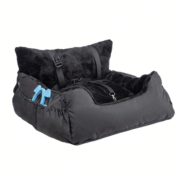Comfortable Car Seat for Small Dogs And Cats, Featuring a Safety Leash, Storage Pocket, And Non-Slip Base, Perfect for Safe Travel (Black, 50X50X20Cm)