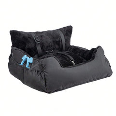 Comfortable Car Seat for Small Dogs And Cats, Featuring a Safety Leash, Storage Pocket, And Non-Slip Base, Perfect for Safe Travel (Black, 50X50X20Cm)