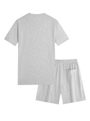 A Stylish Two-Piece Summer Outfit for Men, Featuring a Short-Sleeve Round-Neck T-Shirt And Shorts with Pockets