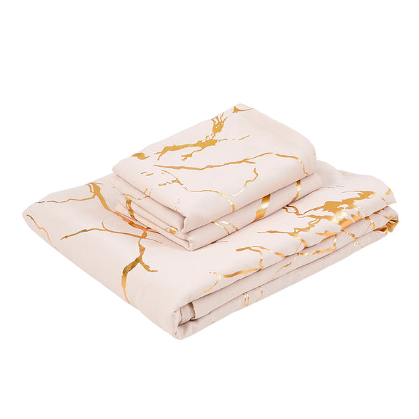 Solid Color Bronzing Stone Pattern Creative Fashion Design Bed Three-piece Set with 2 Pillowcases and 1 Duvet Cover, Soft and Comfortable, Suitable for Bedding in All Seasons, Camel, 135*200cm / 200*200cm / 220*230cm / 230*260cm