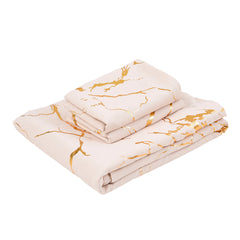 Solid Color Bronzing Stone Pattern Creative Fashion Design Bed Three-piece Set with 2 Pillowcases and 1 Duvet Cover, Soft and Comfortable, Suitable for Bedding in All Seasons, Camel, 135*200cm / 200*200cm / 220*230cm / 230*260cm