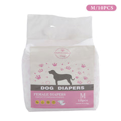 Dog Nappies, 10 PCS Female Pet Dog Cat Nappies Set, Disposable Sanitary Wraps Panties for Dog 0.5 - 32kg, Nappies Super Absorbent, 5 Size Diapers for Urinary Incontinence Dog